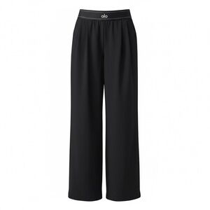 ALO Yoga Black Wide-Leg Lounge Trousers